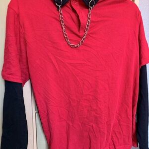 Hot Topic Red and Black Layered Tee